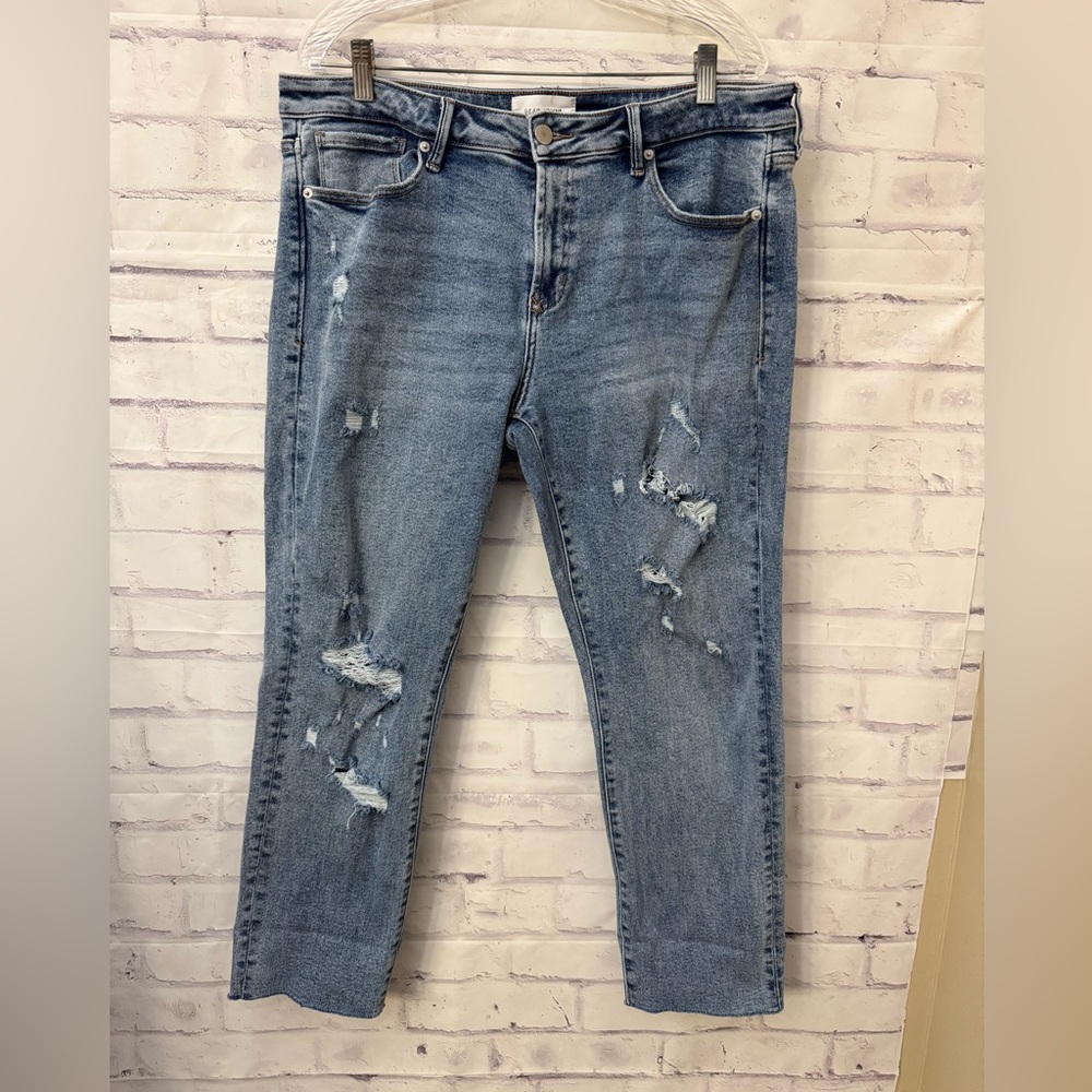 Dear John 32 Blaire Straight Leg Ripped Blue Jean Stretch‎ Relaxed Cropped